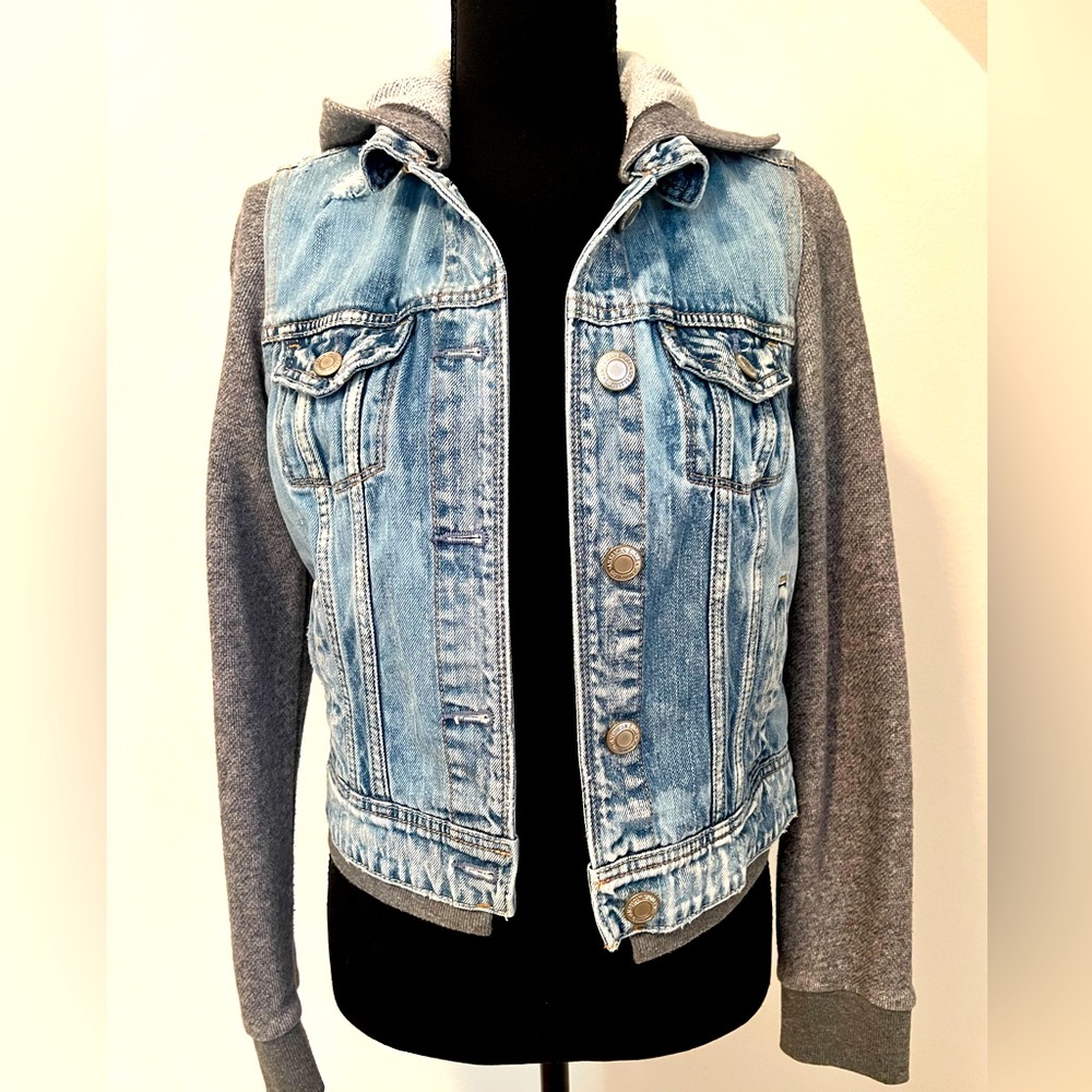 American Eagle denim sweatshirt jacket